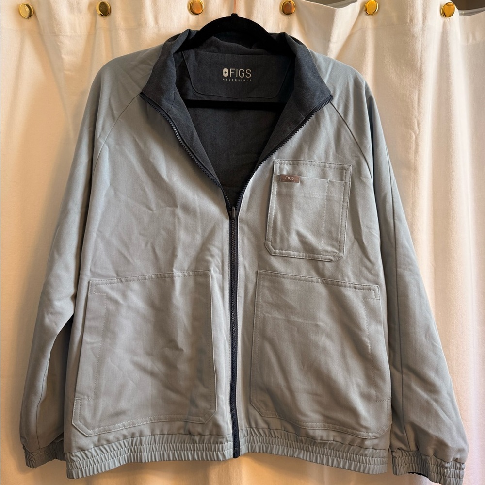 Figs Limited Edition Reversible Scrub Jacket Dark Harbor & Dusty Blue